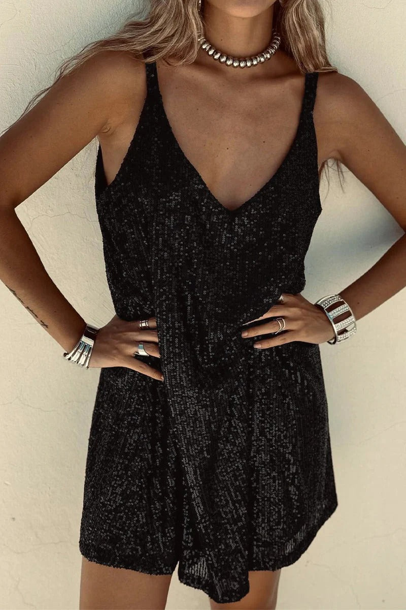 Women’s Sequin V-Neck Sleeveless Mini Dress