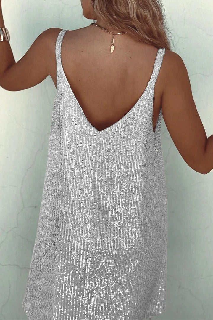Women’s Sequin V-Neck Sleeveless Mini Dress