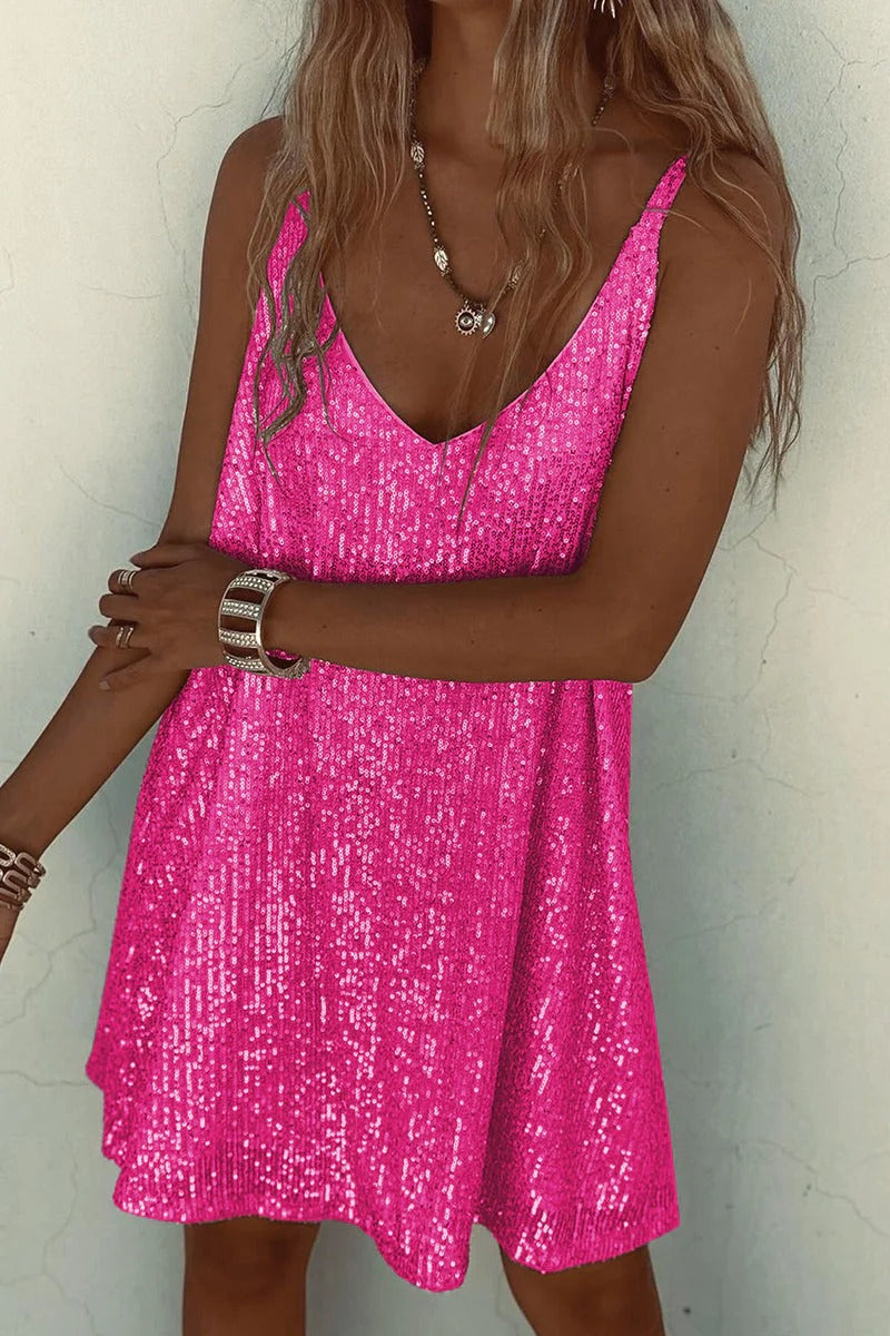 Women’s Sequin V-Neck Sleeveless Mini Dress