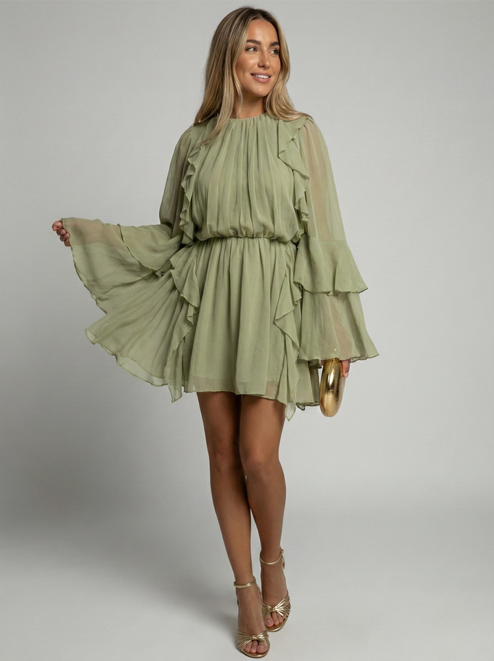 Women’s Pleated Flowy Chiffon Mini Dress
