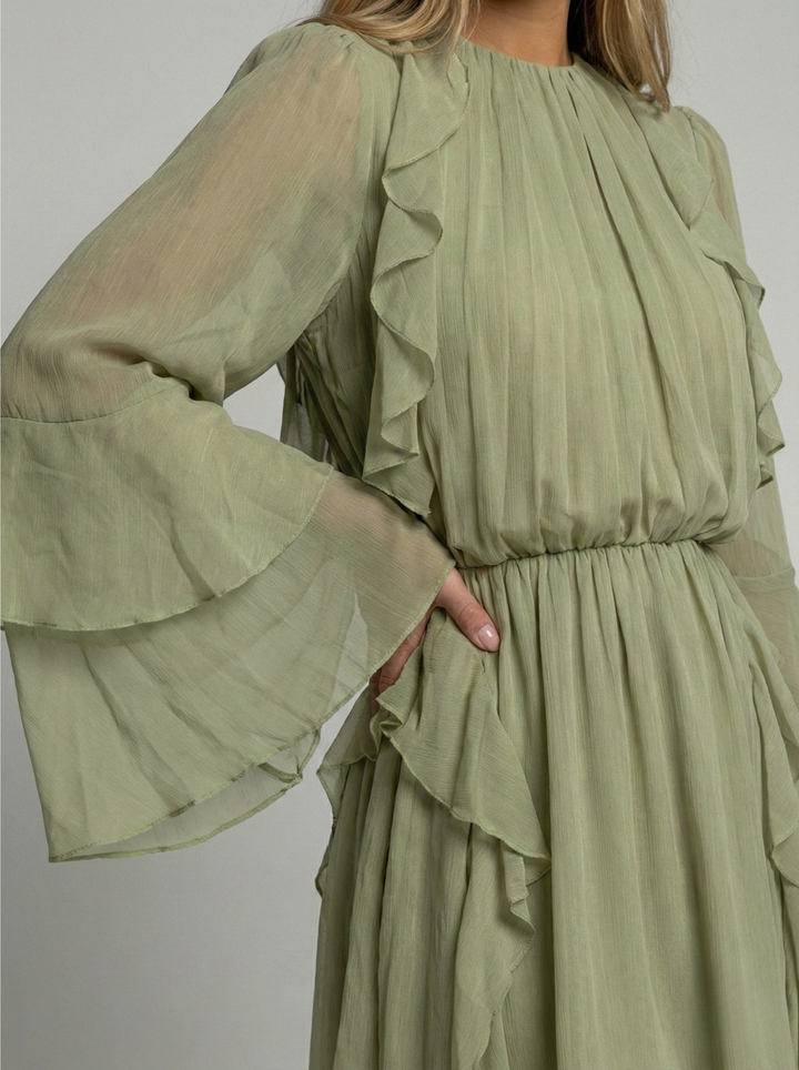 Women’s Pleated Flowy Chiffon Mini Dress