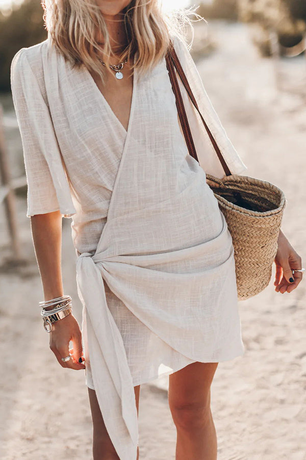Women’s Asymmetrical Lightweight Wrap Mini Dress