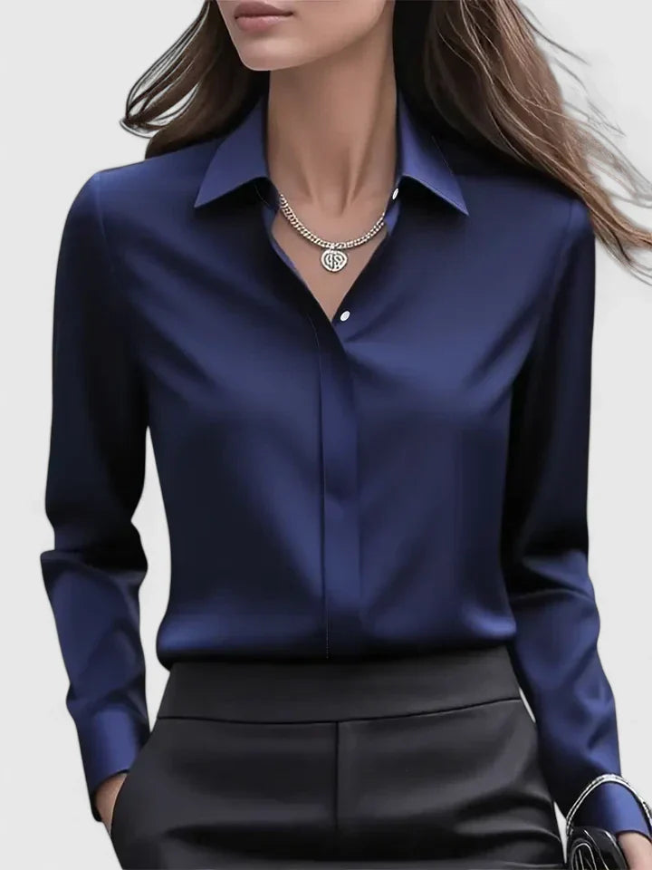 Women’s Elegant Long Sleeve Satin Blouse