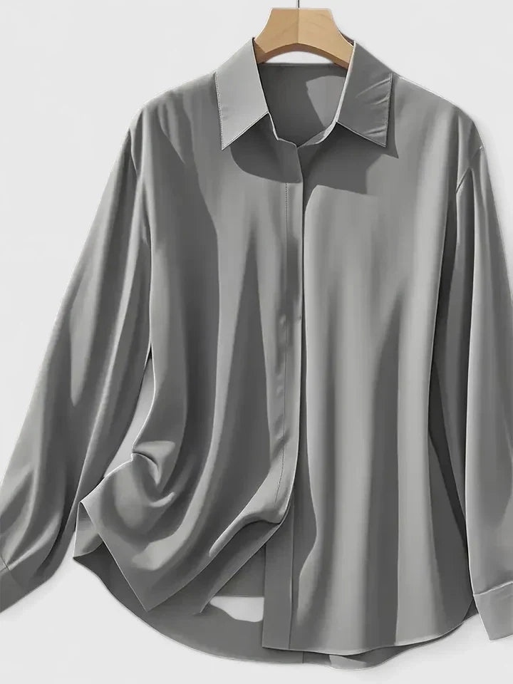 Women’s Elegant Long Sleeve Satin Blouse