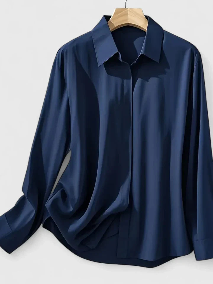 Women’s Elegant Long Sleeve Satin Blouse