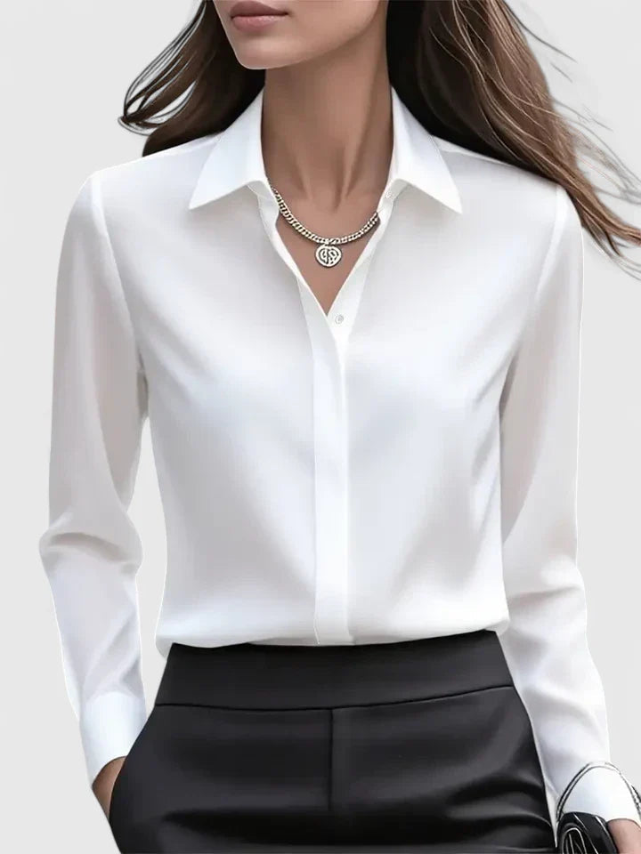 Women’s Elegant Long Sleeve Satin Blouse