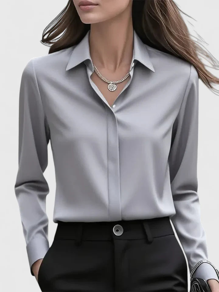 Women’s Elegant Long Sleeve Satin Blouse