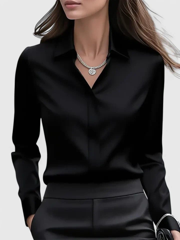 Women’s Elegant Long Sleeve Satin Blouse