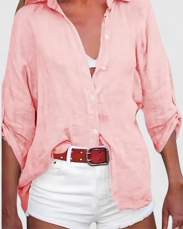 Women’s Casual Button-Up Linen Shirt