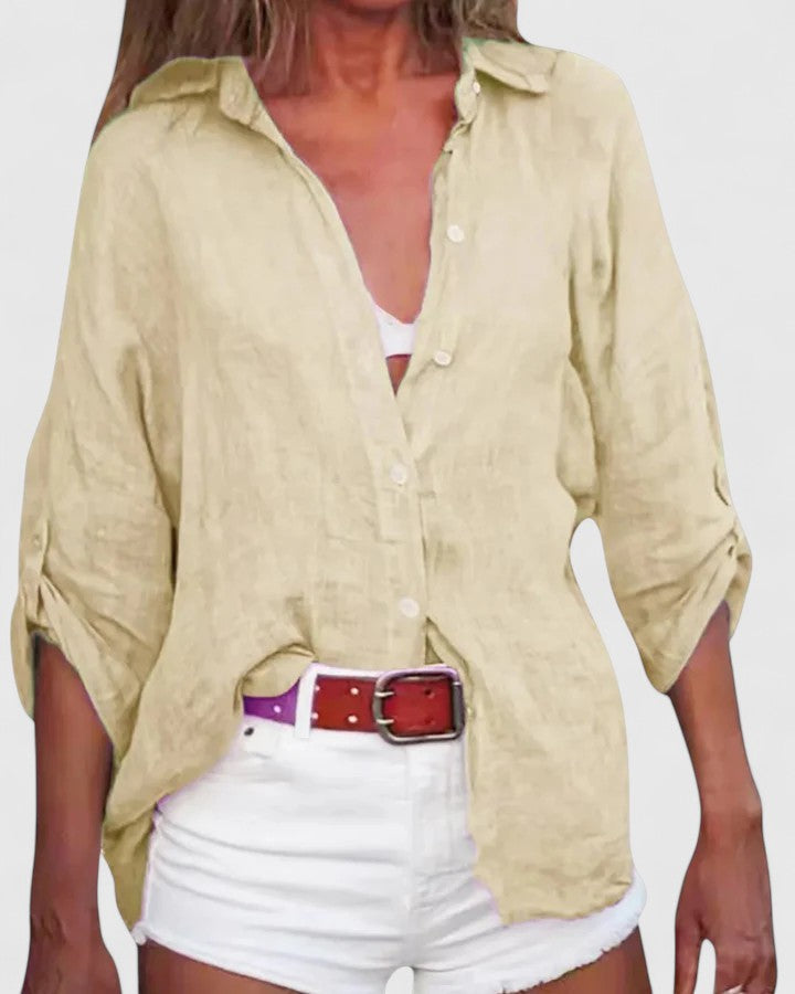 Women’s Casual Button-Up Linen Shirt