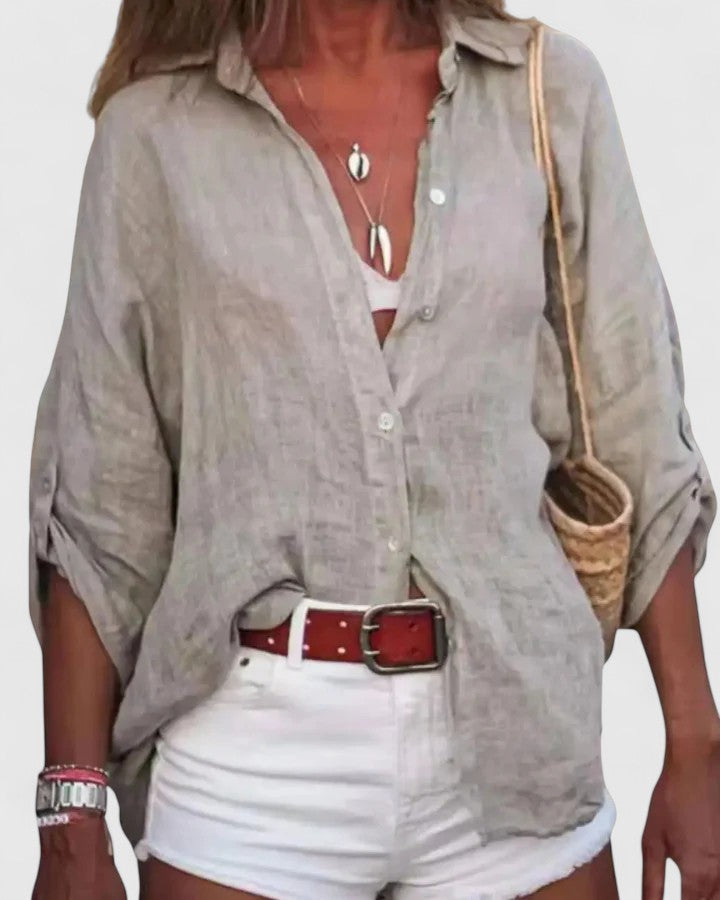 Women’s Casual Button-Up Linen Shirt