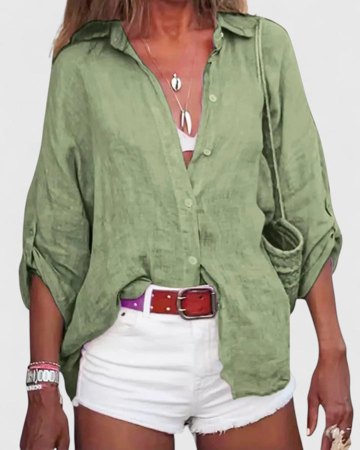 Women’s Casual Button-Up Linen Shirt