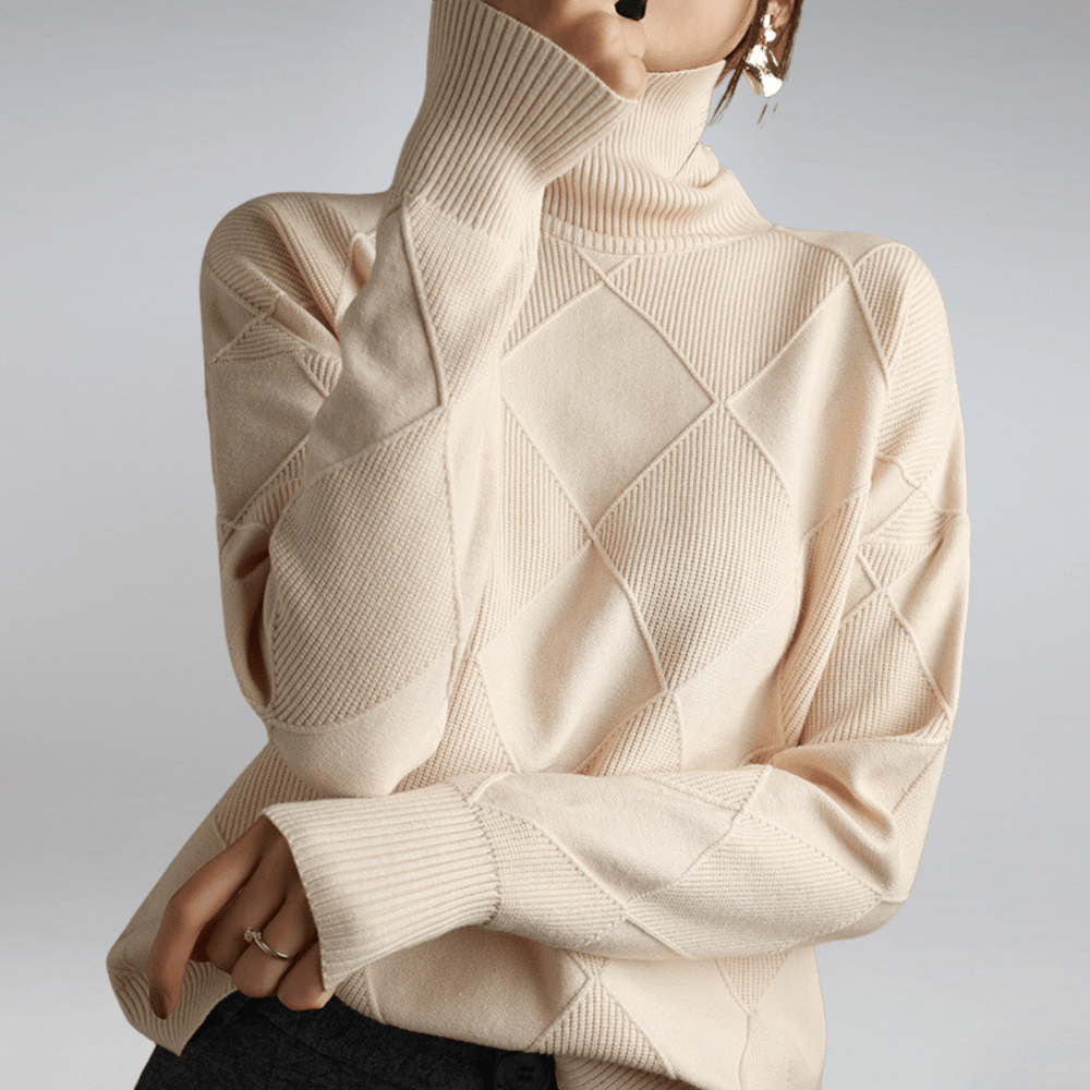 Nova | Women's Cozy Plaid Turtleneck Knit Sweater