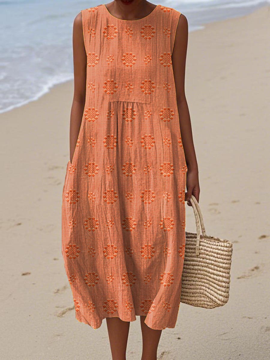 Women’s Printed Sleeveless Midi Dress