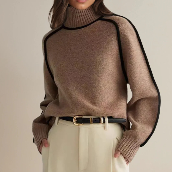 Pauline | Women's Long Sleeve High Collar Knit Sweater