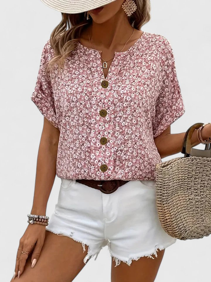 Women’s Casual Floral Button-Up Summer Blouse