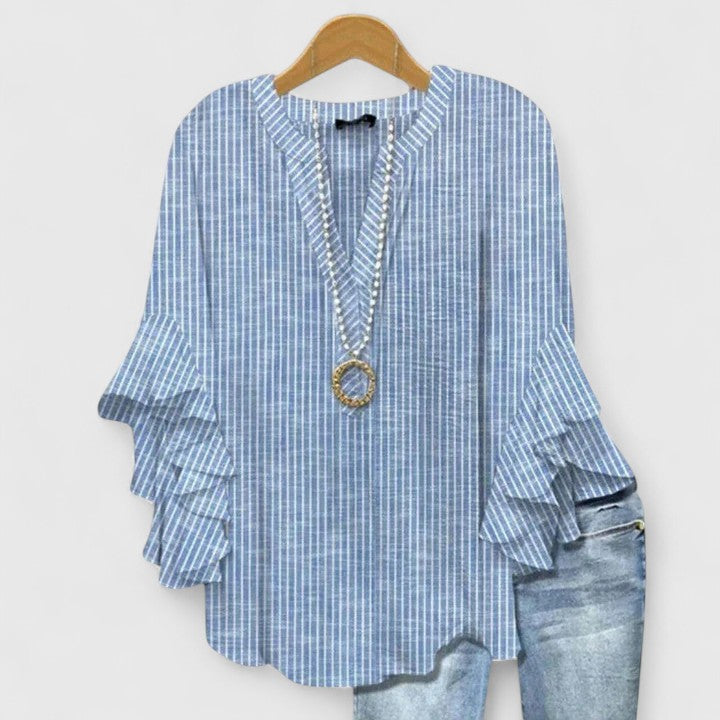 Women’s Floral Print Ruffle Sleeve Boho Blouse