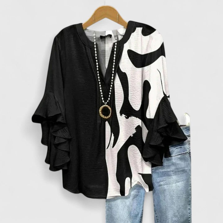 Women’s Floral Print Ruffle Sleeve Boho Blouse