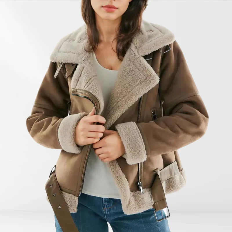 Sienna | Women's Cozy Winter Sherpa Fleece Bomber Jacket