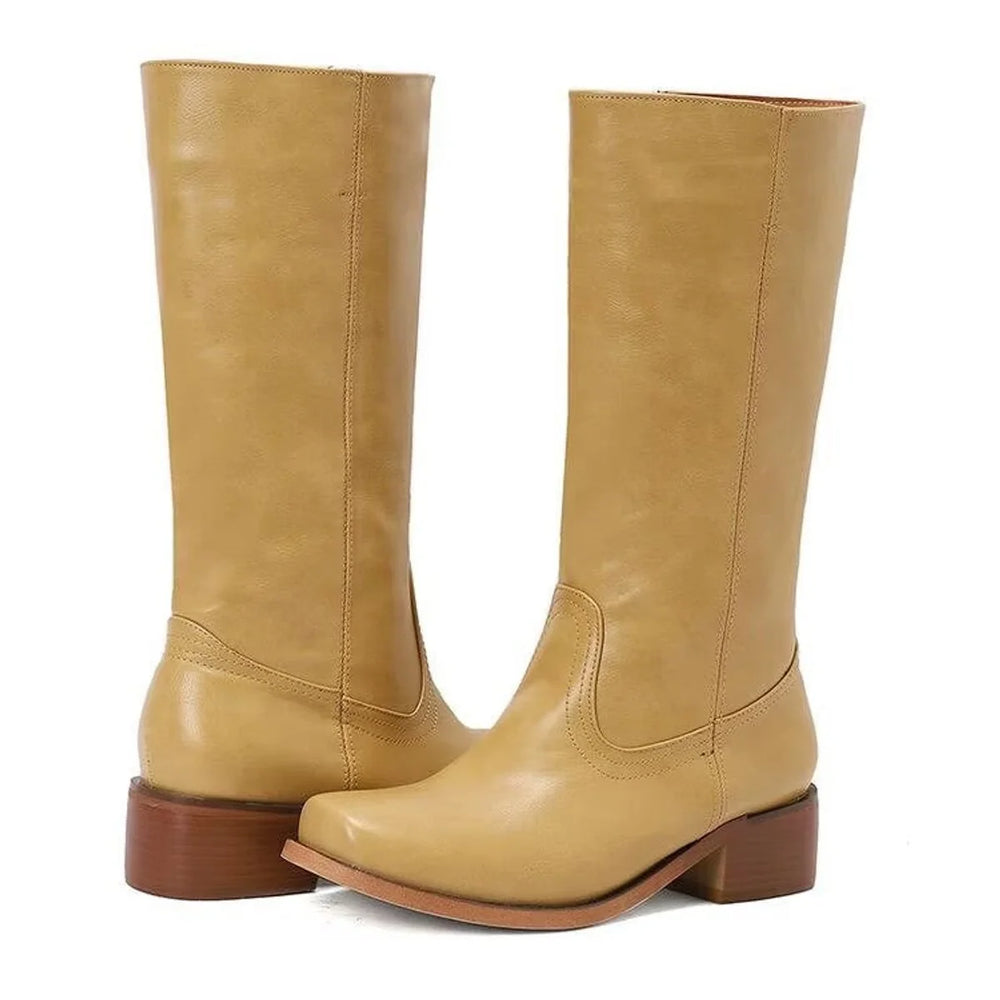 Sienna | Women's Pull-On Block-Heel Knee-High Faux Leather Boots