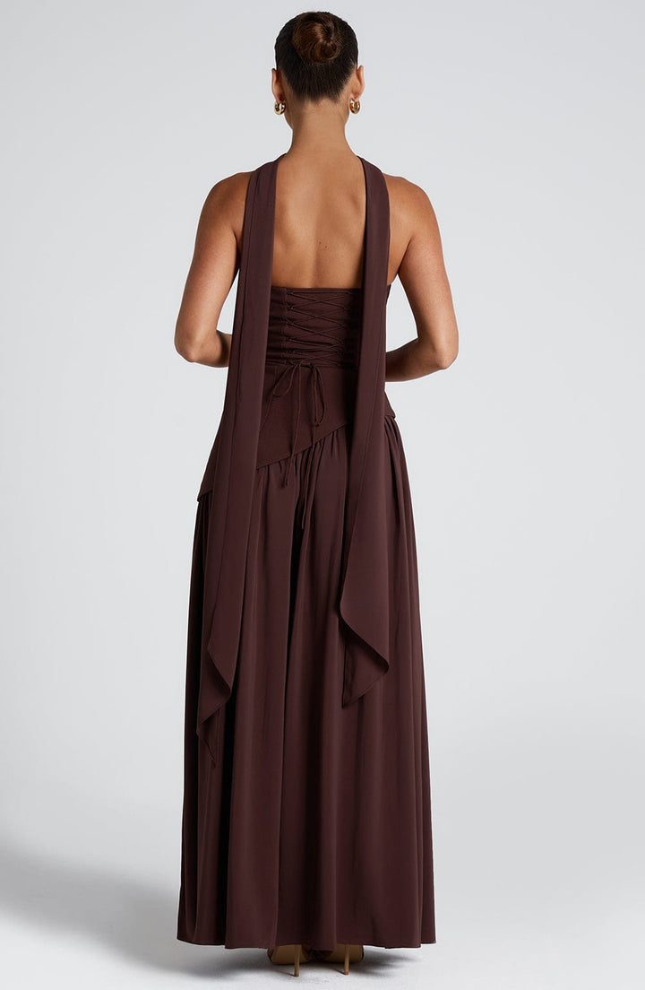 Women’s Strapless Maxi Dress With High Slit And Elegant Fit
