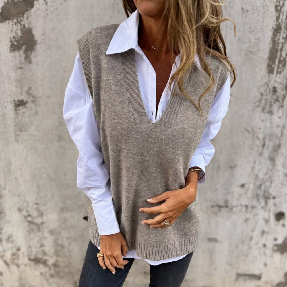 Simone | Women's Oversized Deep V-Sweater Vest