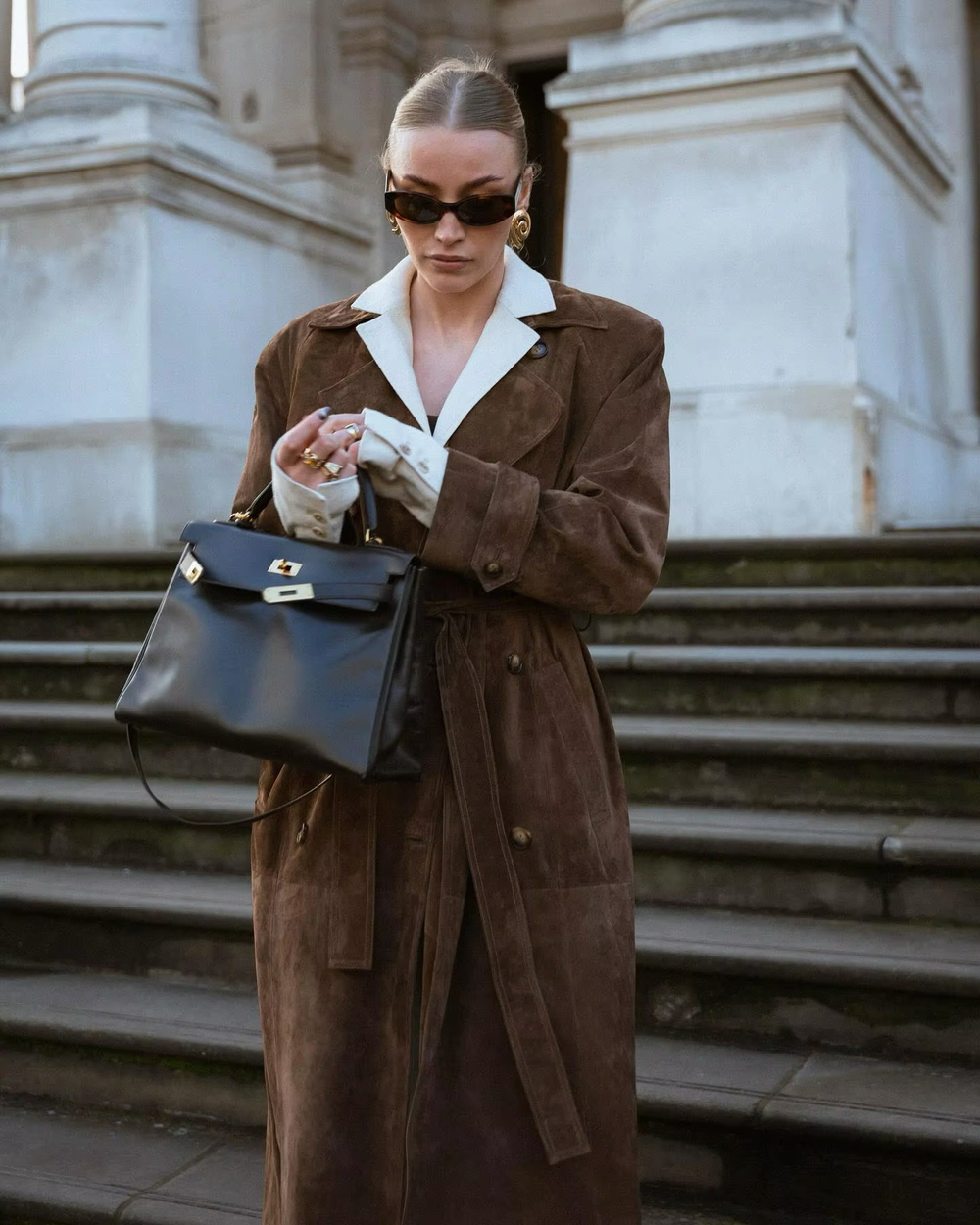 Tatum | Women's Faux Suede Long Trench Coat