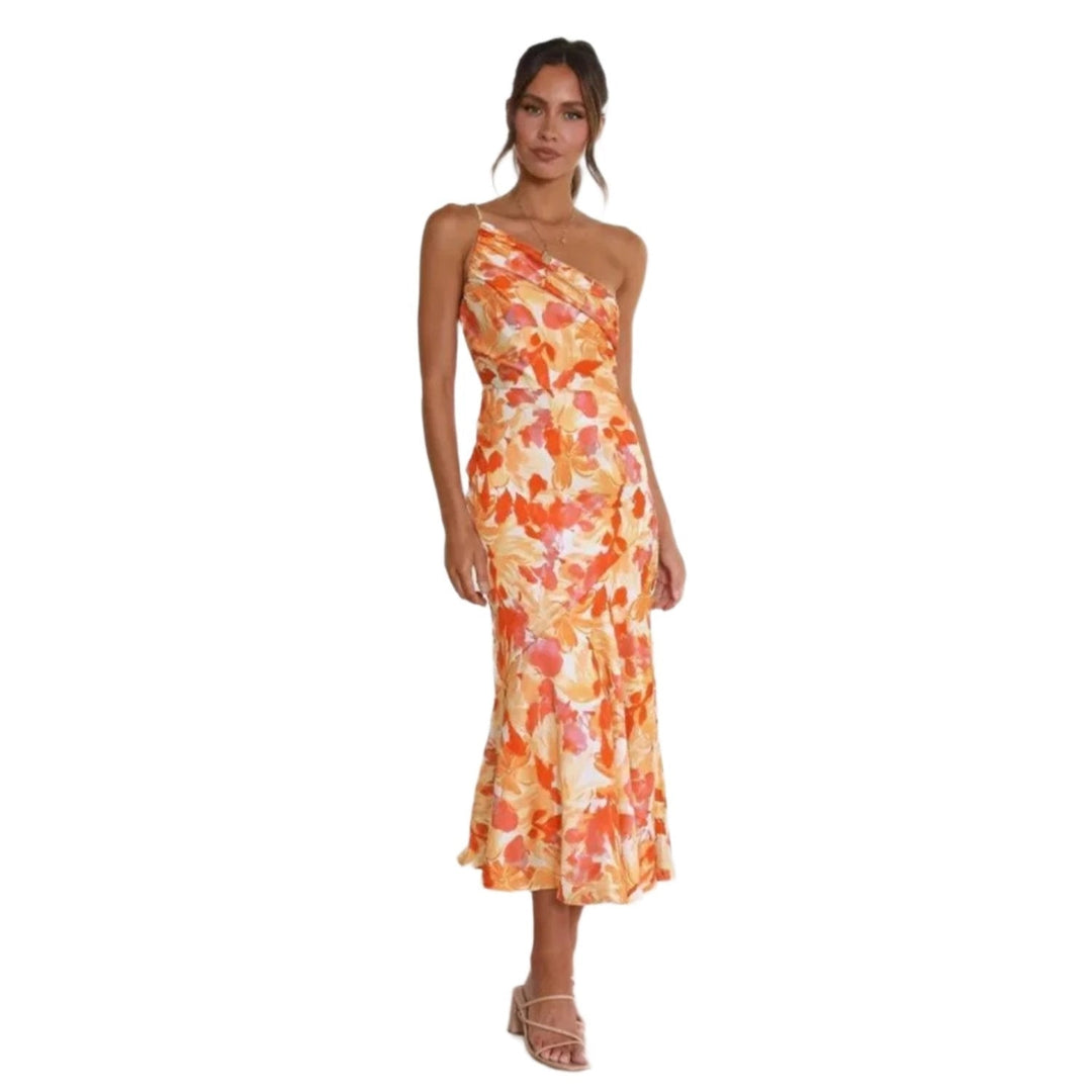 Women's Asymmetrical One-Shoulder Floral Maxi Dress