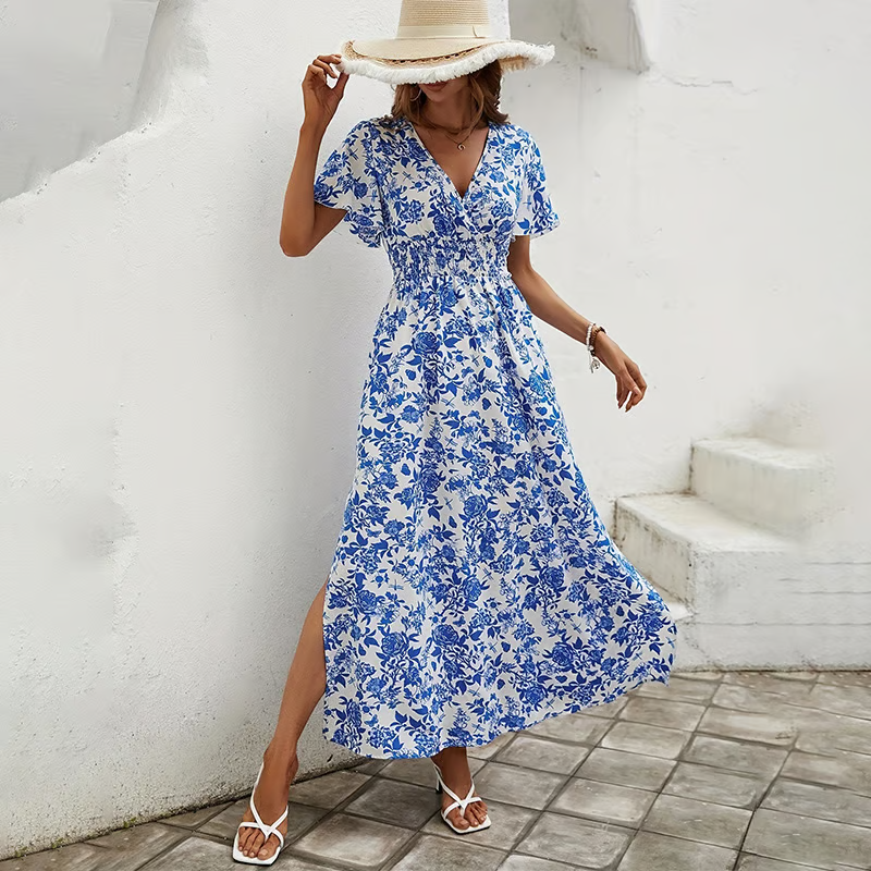Women's Boho Printed A-Line Casual Maxi Dress