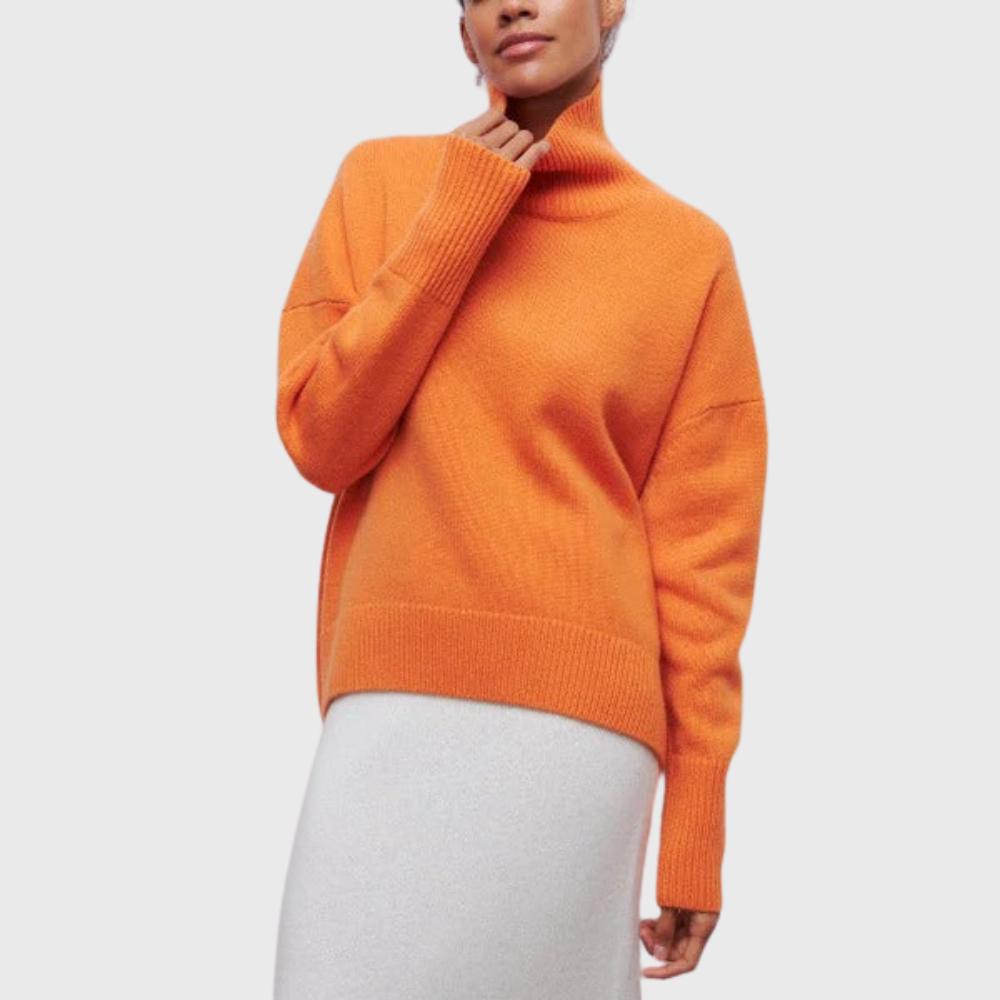 Women's Casual High Neck Ribbed Pullover