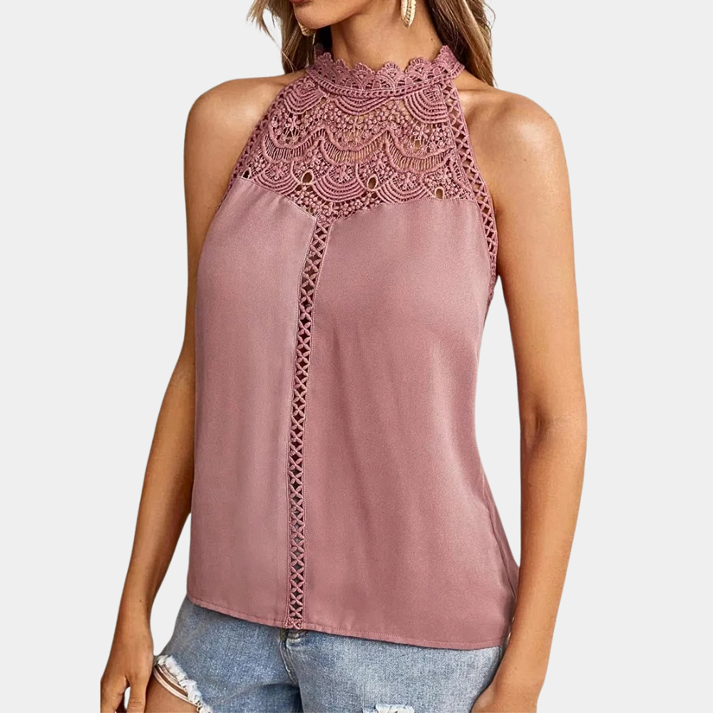 Women's Casual Lace Sleeveless Halter Top