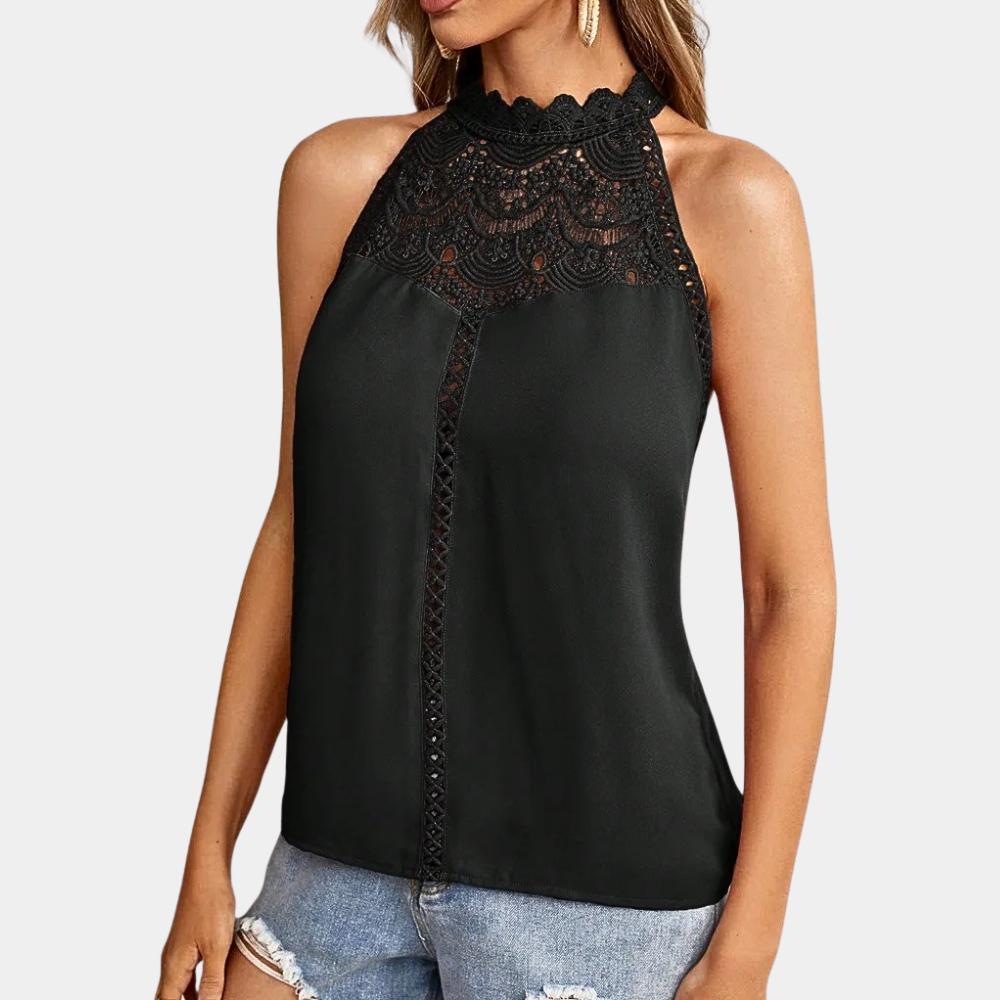 Women's Casual Lace Sleeveless Halter Top