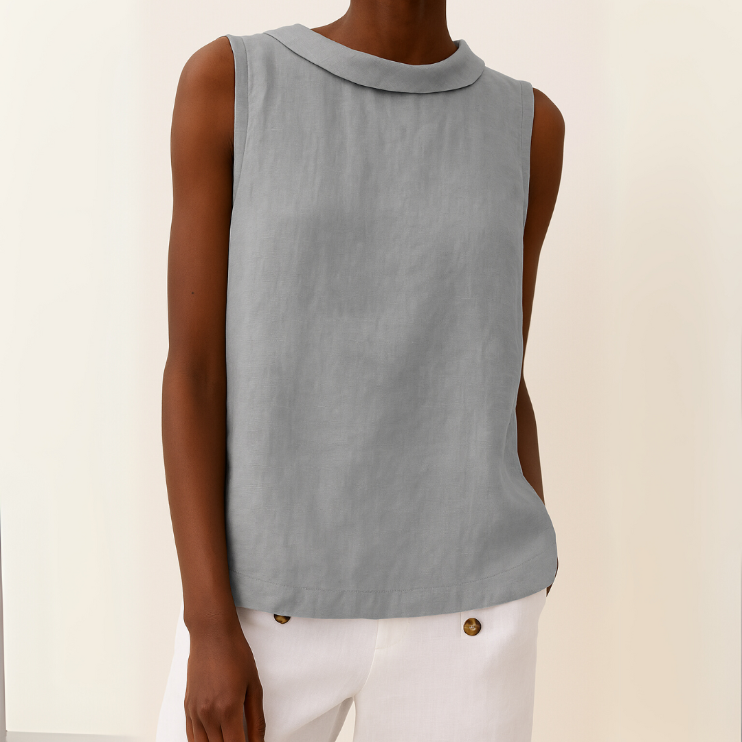 Women's Casual Sleeveless Roll Collar Fitted Top