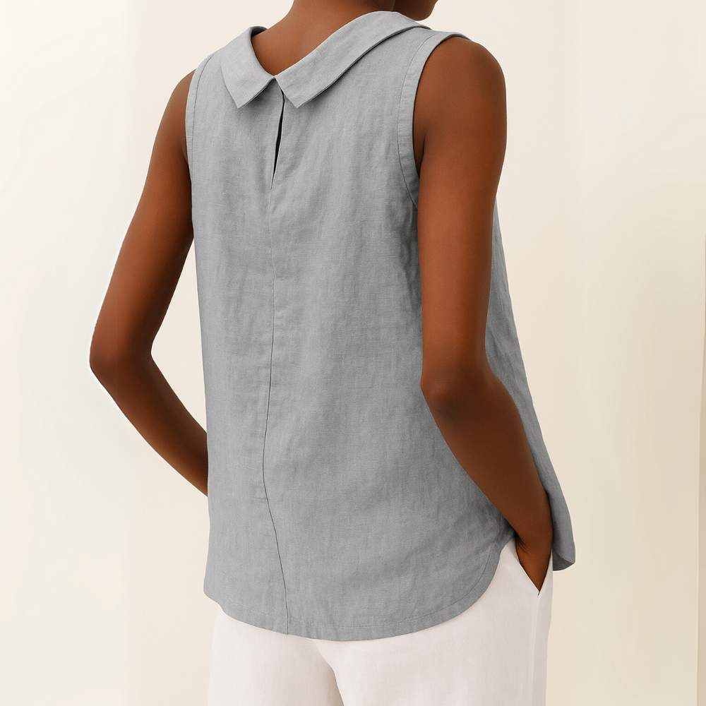 Women's Casual Sleeveless Roll Collar Fitted Top
