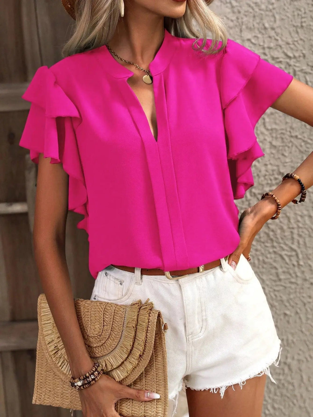 Women's Chic Ruffle Sleeve Elegant Blouse