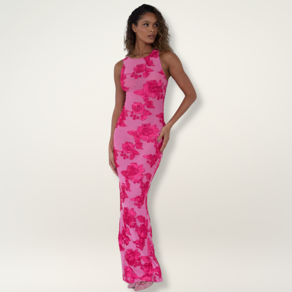 Women's Elegant Floral Print Maxi Dress