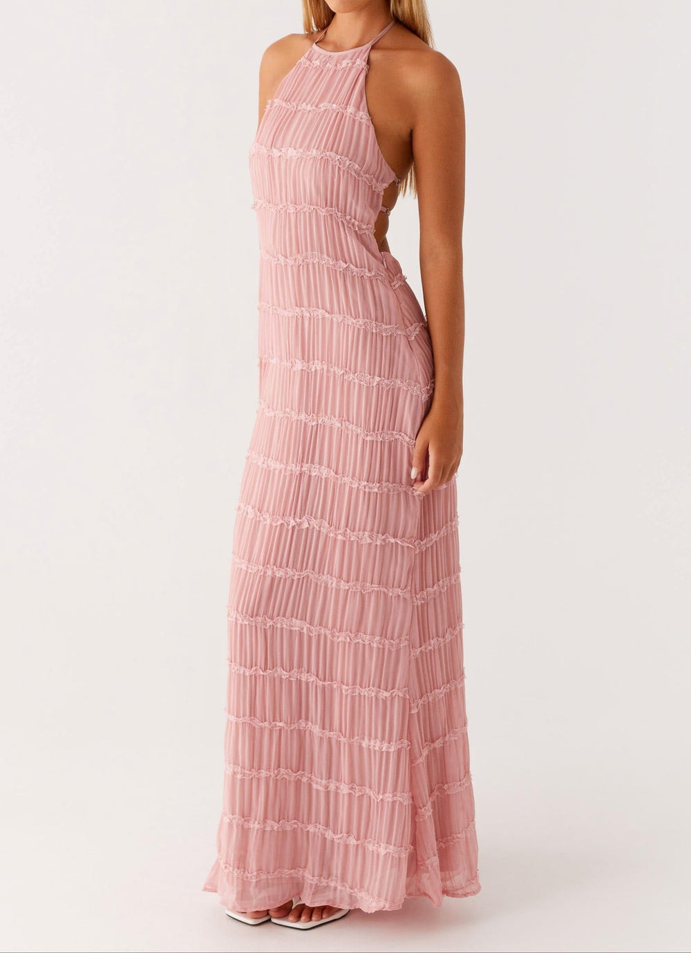 Women's Elegant Halter Wedding Guest Maxi Dress