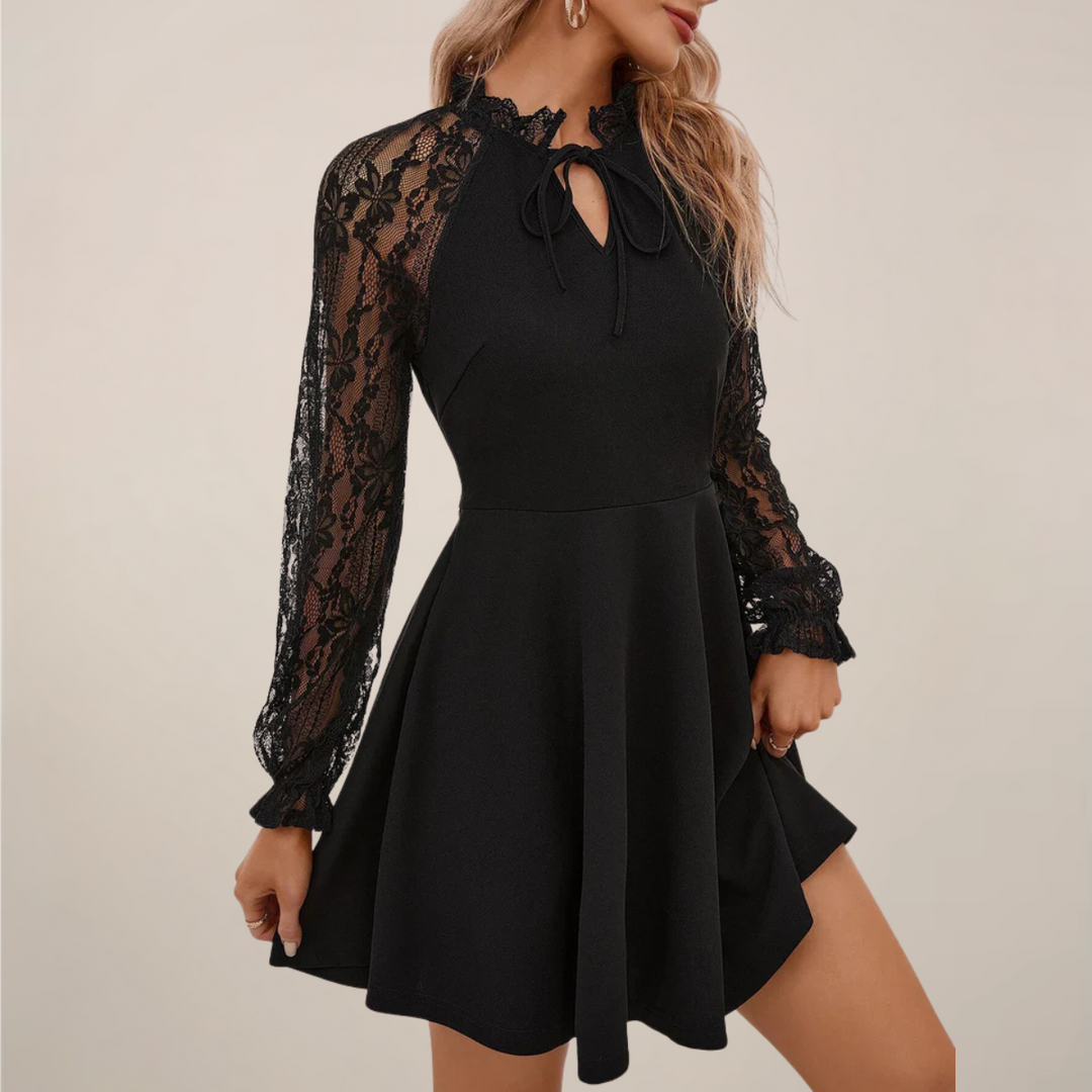 Women's Elegant Lace Sleeve Mini Dress