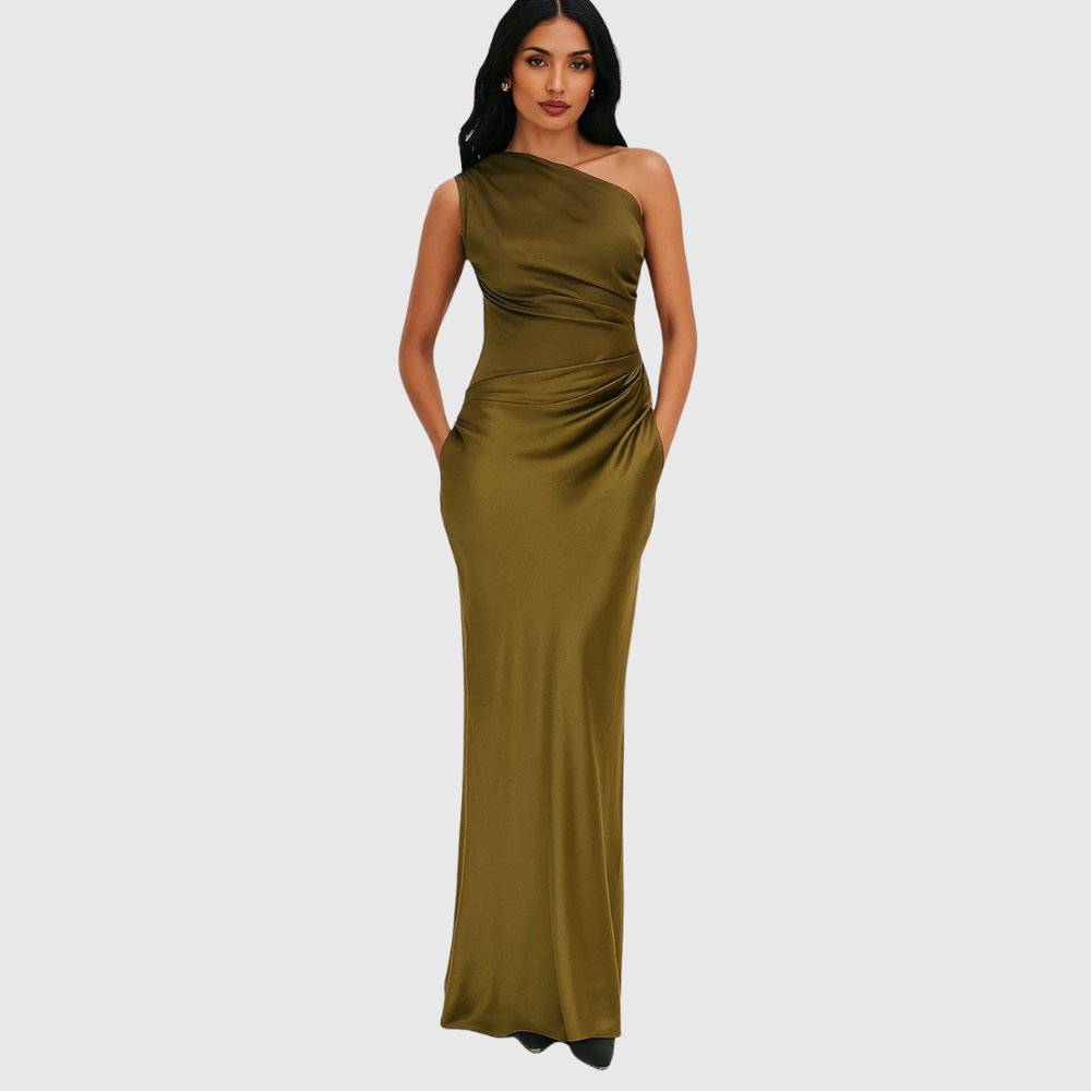 Women's Elegant One-Shoulder Evening Maxi Dress