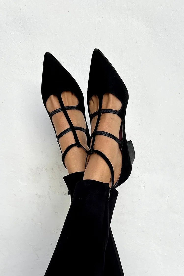 Women's Elegant Pointed Toe Low Block Heel Flats