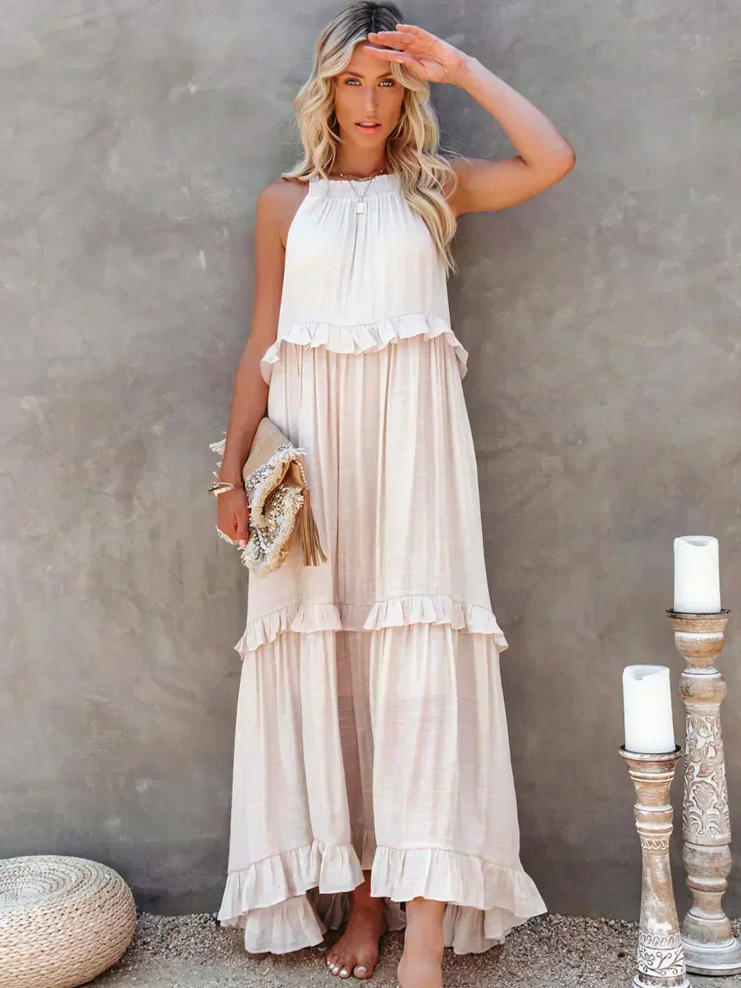 Women's Elegant Ruffle Midi Dress