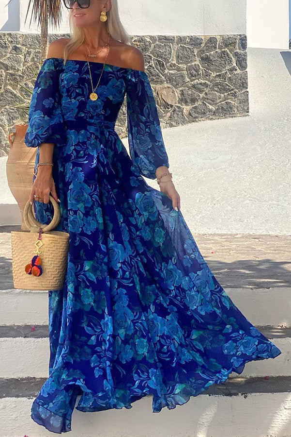 Women's Floral Off-Shoulder Wedding Guest Maxi Dress