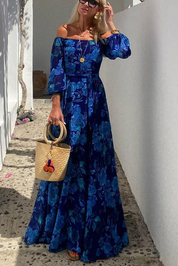 Women's Floral Off-Shoulder Wedding Guest Maxi Dress