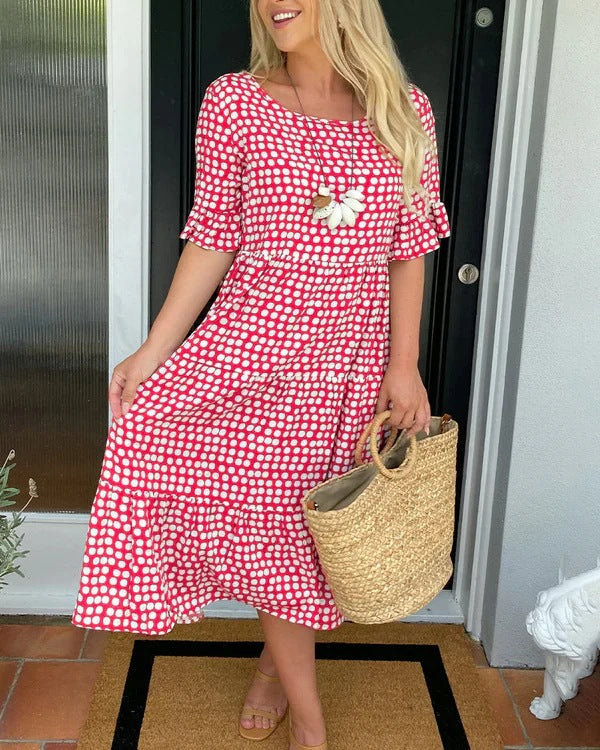 Women's Flowy Polka Dot Midi Sundress