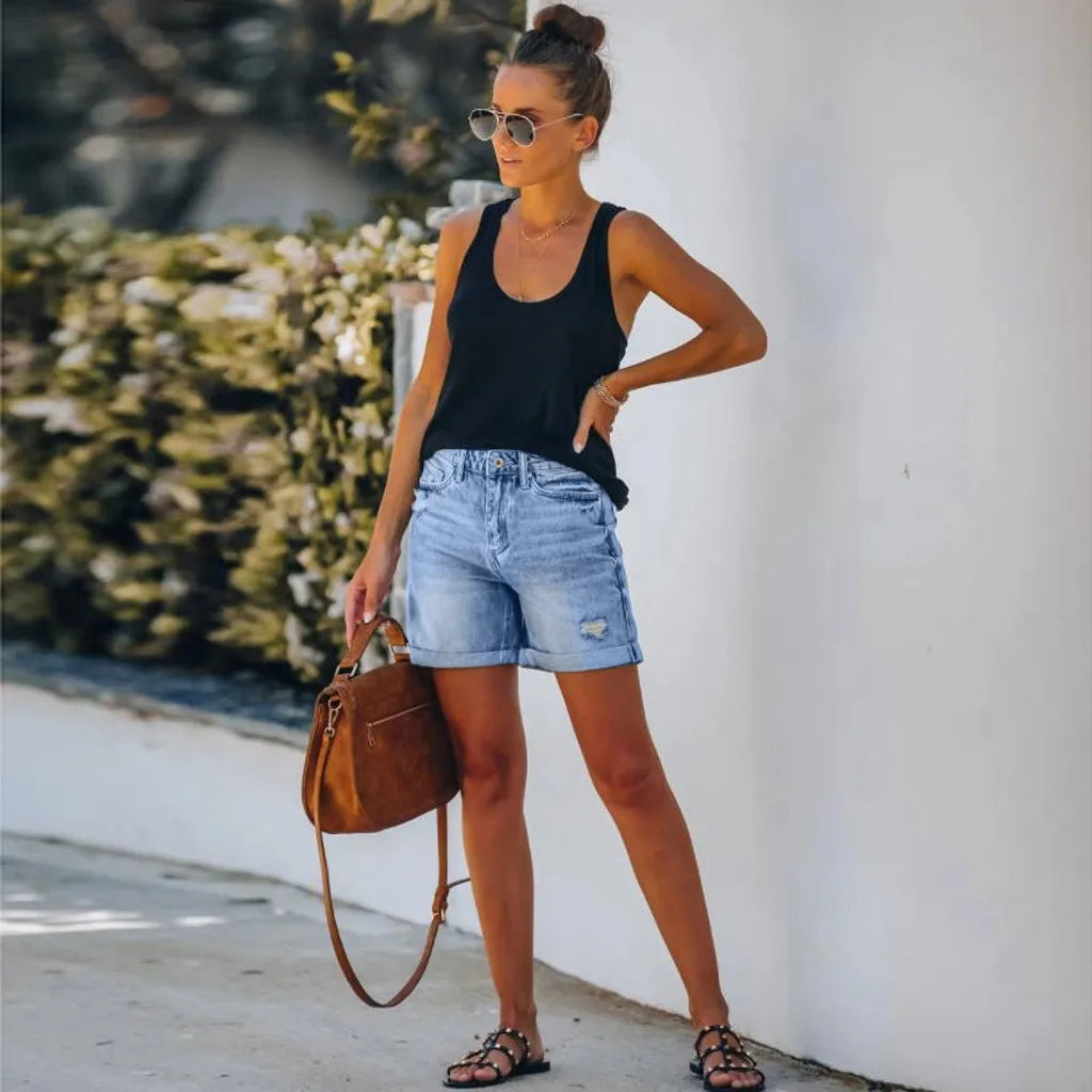 Women's High Waist Denim Shorts
