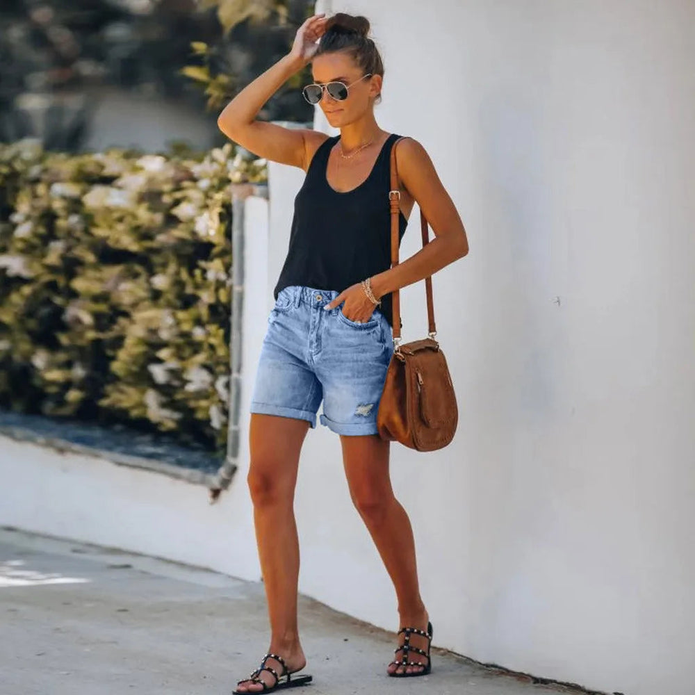Women's High Waist Denim Shorts