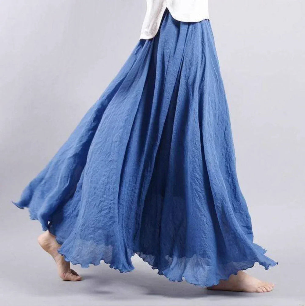Women's High-Waisted Flowy Ruffle Maxi Skirt
