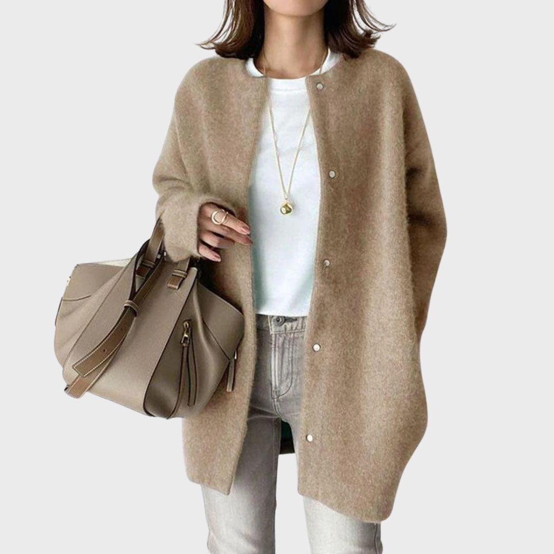 Women's Longline Relaxed Button Front Long Sleeve Cardigan
