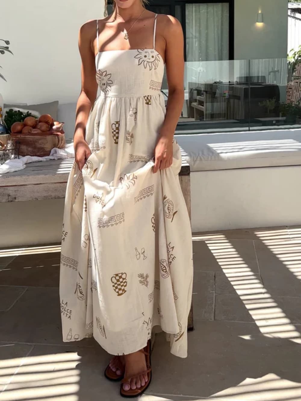 Women's Open-Back Flowy Maxi Sundress