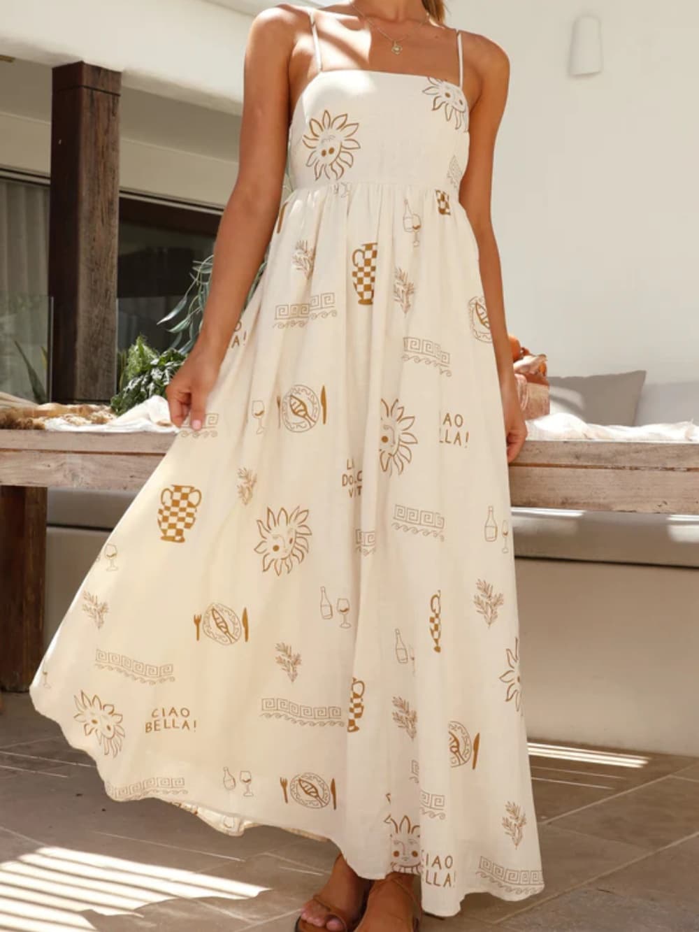 Women's Open-Back Flowy Maxi Sundress